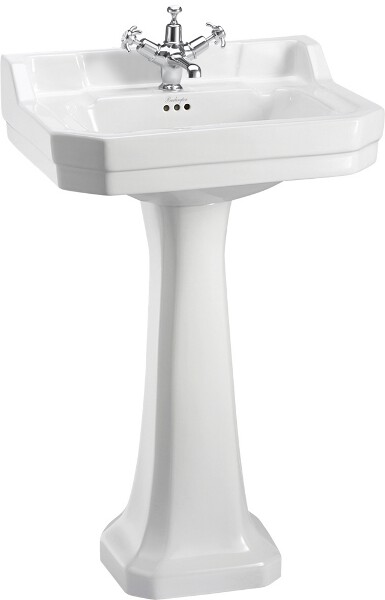 Burlington Edwardian rektangulärt tvättställ 56 cm på piedestal (bild för) Burlington Edwardian rektangulärt tvättställ 56 cm på piedestal